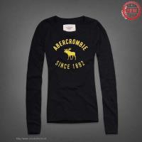 dames abercrombie fitch lang tees since 1892 geel koningsblauw Overhemd Patroon 4sqgn126